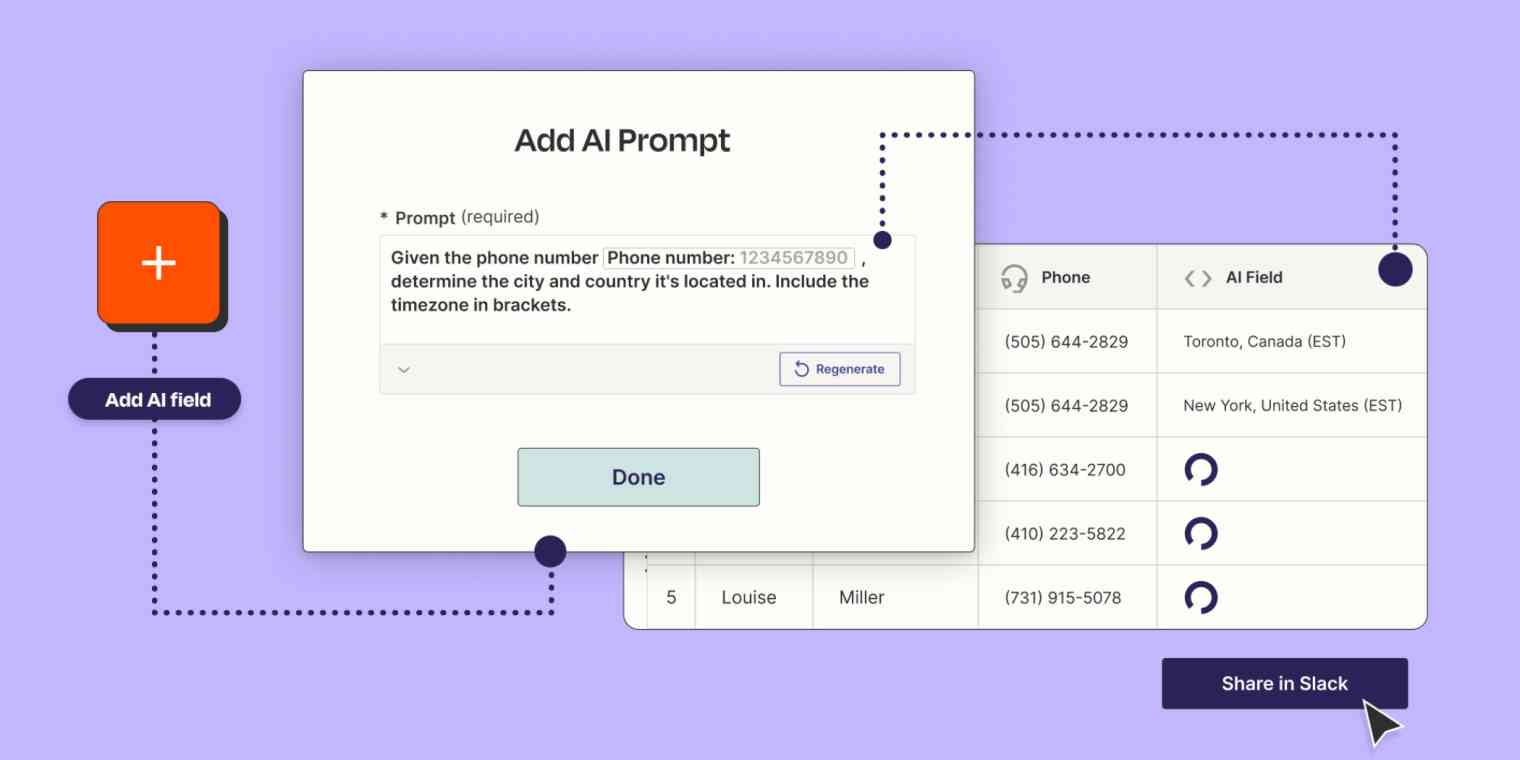 Graphic showing how to add an AI prompt with Tables